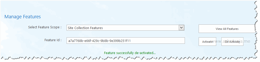DeActivate Feature