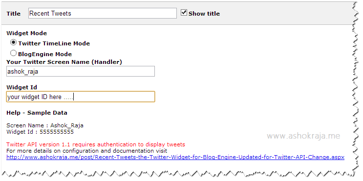 Embedded Widget Settings